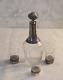 Antique Crystal Carafe In Solid Silver With 3 Crystal Glasses