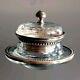 Antique Crystal Mustard Pot With Silver Mounting Minerva