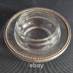 Antique Crystal Mustard Pot with Silver Mounting Minerva