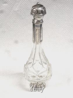Antique Crystal Silver Plated Perfume Bottle