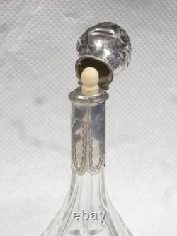 Antique Crystal Silver Plated Perfume Bottle