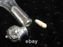 Antique Crystal Silver Plated Perfume Bottle