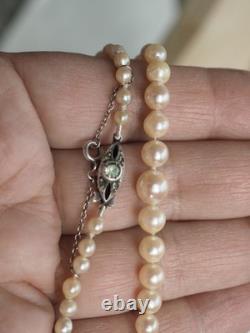 Antique Cultured Pearl Necklace with Solid Silver Clasp