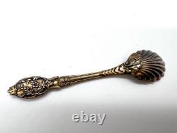 Antique Cut Crystal Salt Cellar Set with Silver Mounts + Vermeil Salt Spoons, 19th Century