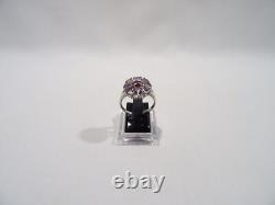 Antique Daisy Ring Solid Silver Set with Cut Stone
