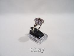 Antique Daisy Ring Solid Silver Set with Cut Stone
