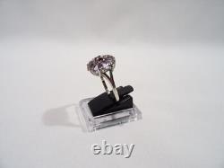 Antique Daisy Ring Solid Silver Set with Cut Stone