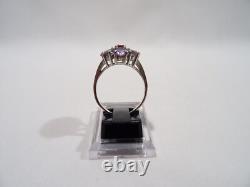 Antique Daisy Ring Solid Silver Set with Cut Stone