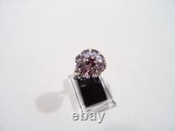 Antique Daisy Ring Solid Silver Set with Cut Stone