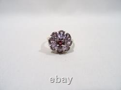 Antique Daisy Ring Solid Silver Set with Cut Stone