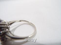 Antique Daisy Ring Solid Silver Set with Cut Stone