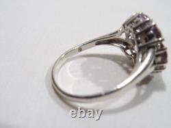 Antique Daisy Ring Solid Silver Set with Cut Stone