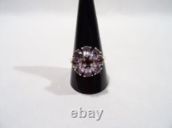 Antique Daisy Ring Solid Silver Set with Cut Stone