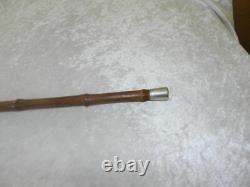 Antique Dandy Cane in Bamboo and Solid Silver Walking Cane
