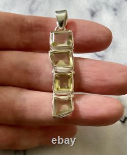 Antique Designer Pendant Solid Silver Very Elaborate 4 Genuine Citrines