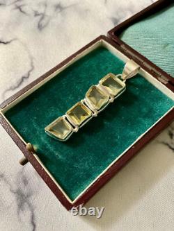 Antique Designer Pendant Solid Silver Very Elaborate 4 Genuine Citrines