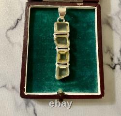 Antique Designer Pendant Solid Silver Very Elaborate 4 Genuine Citrines