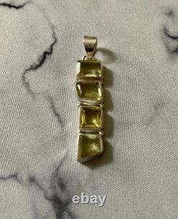 Antique Designer Pendant Solid Silver Very Elaborate 4 Genuine Citrines