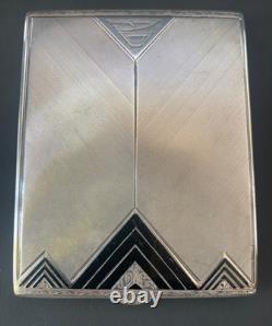 Antique Enamelled Silver Cigarette Case Art Deco Period