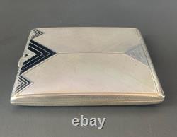 Antique Enamelled Silver Cigarette Case Art Deco Period