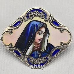 Antique Enamelled Solid Silver Brooch