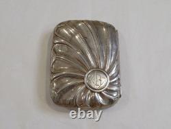 Antique English silver visiting card case with shell decoration, CD