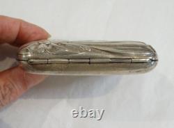 Antique English silver visiting card case with shell decoration, CD