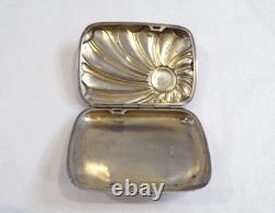 Antique English silver visiting card case with shell decoration, CD