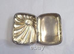 Antique English silver visiting card case with shell decoration, CD