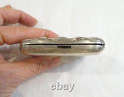 Antique English silver visiting card case with shell decoration, CD