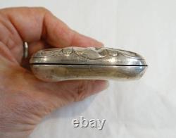 Antique English silver visiting card case with shell decoration, CD
