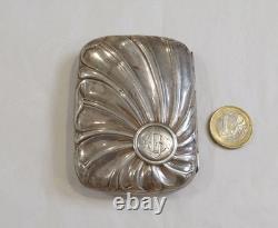 Antique English silver visiting card case with shell decoration, CD