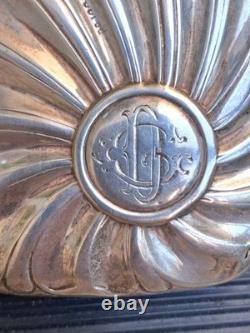 Antique English silver visiting card case with shell decoration, CD