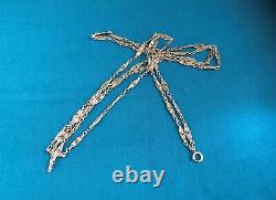 Antique Et Grande Chatelaine In Solid Silver Watch Chain With Bag 73 CM