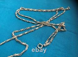 Antique Et Grande Chatelaine In Solid Silver Watch Chain With Cover 72 CM