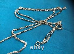 Antique Et Grande Chatelaine In Solid Silver Watch Chain With Cover 72 CM