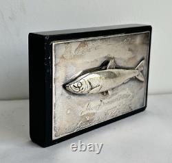 Antique Fishing Trophy Silver Fish Sculpture Sterling Silver 800