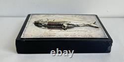 Antique Fishing Trophy Silver Fish Sculpture Sterling Silver 800