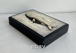 Antique Fishing Trophy Silver Fish Sculpture Sterling Silver 800
