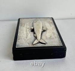 Antique Fishing Trophy Silver Fish Sculpture Sterling Silver 800