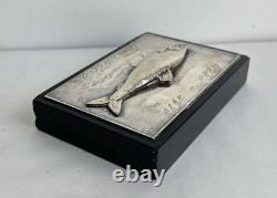 Antique Fishing Trophy Silver Fish Sculpture Sterling Silver 800