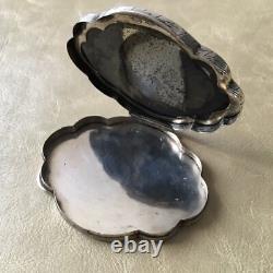 Antique Floral Decor Engraved Solid Silver Powder Box
