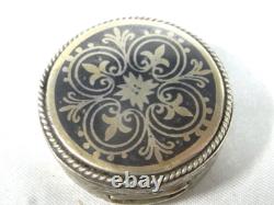 Antique Fly Pill Box Solid Silver 900 Niello Box