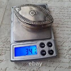Antique German Solid Silver Box 19th Century Victorian Silver Pill Box