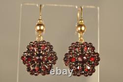 Antique Gold 18k Earrings Solid Silver Antique Garnets Bohemian