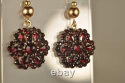 Antique Gold 18k Earrings Solid Silver Antique Garnets Bohemian