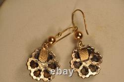 Antique Gold 18k Earrings Solid Silver Antique Garnets Bohemian