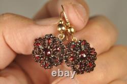 Antique Gold 18k Earrings Solid Silver Antique Garnets Bohemian