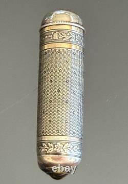 Antique Guilloché Sterling Silver Lipstick Case