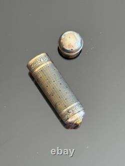 Antique Guilloché Sterling Silver Lipstick Case